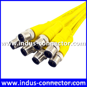 Spiral cable m12 12 pin molded cable male to two female straight pvc -10-+80 temperature sensor cable connector